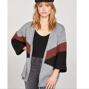 Amuse Society Gray, Black, and Brown Cardigan